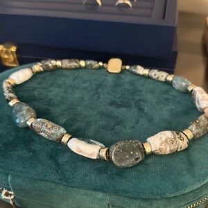 Genuine gemstone choker necklace 14k gold filled